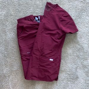 Set of FIGS scrubs, burgundy
